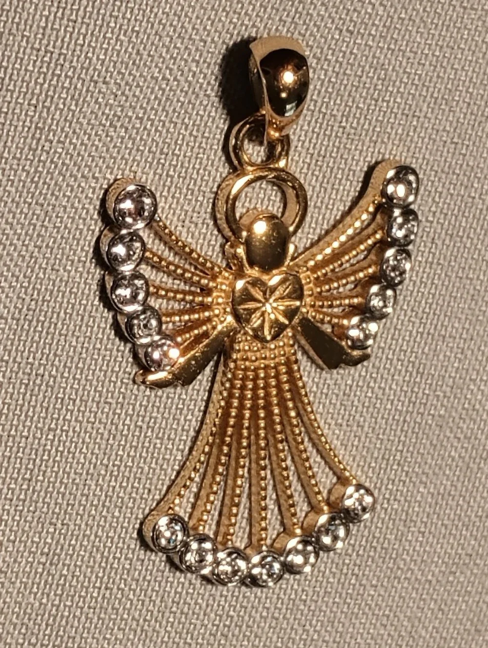 Sterling Silver Angel With Crystals Pendant 18KGP